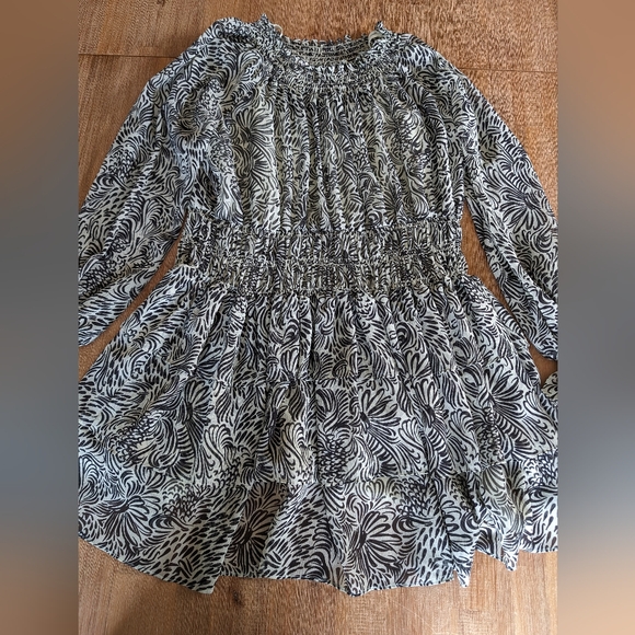 CINQ A SEPT Janelle long sleeve mini dress ruffly light green and black … - Picture 11 of 13